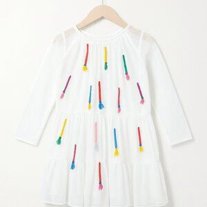 Stella McCartney Kids Paintbrush Embroidered Tulle Dress